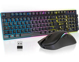 1 x RAW Customer Returns KLIM Thunder Wireless Gaming Keyboard and Mouse Combo - New 2023 - Wireless Backlit Keyboard with Long-Lasting Integrated Battery 4800 DPI RGB Wireless Gaming Mouse for PC - RRP €49.97