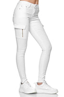 1 x RAW Customer Returns Elara Women s Cargo Jeans Slim Fit Side Pockets Chunkyrayan YA572 White-48 4XL  - RRP €27.18