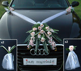 1 x RAW Customer Returns Lace BOUQUET Car Jewelry Bride Couple Rose Decoration Wedding Car Auto Wedding Decoration Car Pink 5  - RRP €35.53