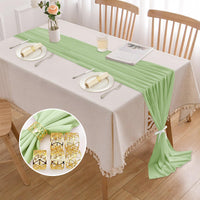 27 x Brand New GEEKEO Table Runner with 6 Pieces Gold Napkin Rings, Gauze Table Runner for Weddings and Communions, Birthday Parties Table Decoration, Boho Style, 90 x 400 cm, Washable, Beige - RRP €615.6