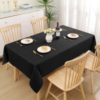 1 x RAW Customer Returns Homaxy Tablecloth Washable Rectangular 130x220cm Polyester Tablecloth Tablecloth Jacquard Table Linen Ornaments Dirt-Repellent Easy-Care, Black - RRP €18.14