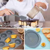 1 x RAW Customer Returns Aschef 12x non-stick silicone baking pans bread baking pan cake pan muffin pan with dough scraper baking brush measuring spoon set, heat-resistant baking pan for baking pizza bread cake cupcake muffin - gray - RRP €26.91