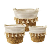 1 x RAW Customer Returns KMERCE 3pcs Plant Basket, Wicker Planter, Indoor and Outdoor Decorative Pots, Seagrass Garden Basket with Handles, Storage Basket, Diameter18cm,22cm,26cm - RRP €32.99