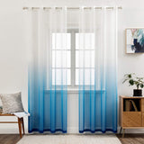 1 x RAW Customer Returns MIULEE Curtains Transparent Curtains Gradient Voile Sheer Set of 2 Curtains with Eyelets Decorative Curtain Window Curtain for Bedroom and Living Room 225 cm x 140 cm H x W White Dark Blue - RRP €27.74