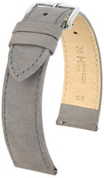 1 x RAW Customer Returns HIRSCH watch strap Osiris Nubuk M - watch strap made of natural calf leather - grey - 16 mm - RRP €44.9