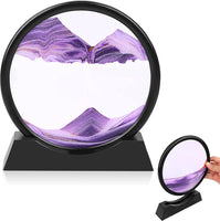 2 x Brand New AOLIFLY Moving Sand Art Picture, Dynamic 3D Sand Art Painting, Round Glass Sand Art Sandscapes, Fluid Motion for Kids, Teens, Adults Purple, 7 inches  - RRP €50.4