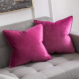 1 x RAW Customer Returns MIULEE Set of 2 Velvet Cushion Covers Flange Cushion Cover Decorative Sofa Cushions Throw Pillows Wrapped Edge Cushion Covers Decorative Pillowcase for Sofa Living Room Bedroom 45 x 45 cm Rose Red - RRP €16.49