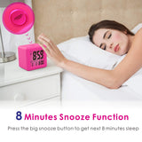 1 x RAW Customer Returns Plumeet Digital Travel Alarm Clock, Easy to Set, with Snooze Mode, Soft Night Light, Large Time, Month, Date and Alarm Display, Rising Sound Alarm Pink  - RRP €18.04