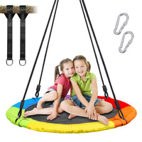 1 x RAW Customer Returns Outdoor Swing Round Colorful 101.6cm 315kg Made of Textile Rope Diameter Equipped with Two Straps for Hanging Large Space for Children Multicolor  - RRP €20.4