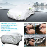 1 x RAW Customer Returns Ikaif Universal Car Cover Complete 190T Waterproof Breathable Heat Resistant Scratch Rain Snow with Mirror Pocket and Reflective Strips Fits Sedan 3.5-4.0m  - RRP €27.99