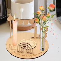 1 x RAW Customer Returns GAESHOW wooden birthday plate, vase and 1-10 numbers wooden children s birthday decoration with engraving, wooden children with candle holder, DIY birthday gift decoration for children, babies, adults - RRP €19.8