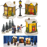 1 x RAW Customer Returns Generic LED Illuminated Christmas Village 10 pieces Miniature - House, Christmas tree, Snowman... - RRP €16.42