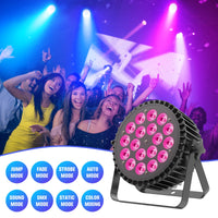 1 x RAW Customer Returns 6 in 1 LED Par Spotlight, 200W 18 LED Stage Light, RGBWA UV DMX512, Disco Light, 7 10 CH, 4 Control Modes, 8 Lighting Modes Perfect for Party Bar Halloween - RRP €92.99