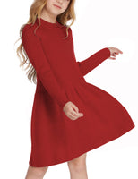 1 x RAW Customer Returns Arshiner Dresses Girls Sweater Dress Autumn Winter Dress Long Sleeve Knitted Dress Christmas Dress Flare Skater Dress A-line Plain Basic Children s Casual Dress Red 150 - RRP €23.9