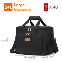 1 x RAW Customer Returns Lifewit 25L Cooler Bag Large Thermal Bag Cooler Bag Shopping Bag Cool Box Thermal Bag Lunch Bag Picnic Bag Insulated Foldable for Food Transport Black - RRP €29.23