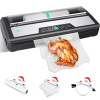 1 x RAW Customer Returns Vacuum Sealer for Food 85Kpa stainless steel Sealing Machine, with dry and wet modes, Vacuum sealer with built-in cutter, including film and tubes - RRP €57.52