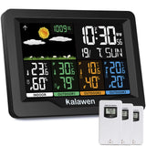 1 x RAW Customer Returns Kalawen weather station with 3 outdoor sensors indoor and outdoor multifunctional radio weather station color display digital with thermometer hygrometer DCF radio clock weather station for home office home garden - RRP €55.97