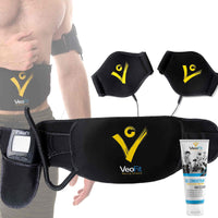 1 x RAW Customer Returns VeoFit abdominal muscle belt EMS abdominal trainer for weight loss firms, strengthens and tightens the stomach, back, arms, thighs, calves with fitness and nutrition manual and transport bag black  - RRP €52.49