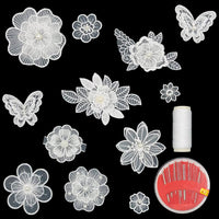 5 x Brand New Sonku 12pcs 3D Flower Lace Embroidery Sewing Beads Flower Sequence Lace Applique Clothing Repair and Decorate Needle and Thread - RRP €84.0