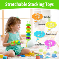 2 x Brand New Child Montessori Toy Stretchy Stacking Toy Relieves Stress and Anxiety Fidget Toy Travel Sensory Learning Educational Birthday Party Children s Day Gift for Children Adults - RRP €13.88