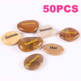 1 x RAW Customer Returns ROCKIMPACT 50 pieces stones with saying good luck engraved stones engraving inspirational stones lucky charm encouragement gratitude gift lucky stones wholesale, 50 different sayings, each 5-8 cm  - RRP €30.99