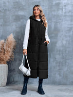 1 x RAW Customer Returns Fessceruna women s vest with hood, sleeveless long quilted vest, winter transition vest with pockets - RRP €56.45