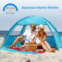 1 x RAW Customer Returns WolfWise Easy to set up beach tent UPF 50 beach tent baby uv protection 50 for 2-3 people, lightweight cabana, mint green - RRP €30.84