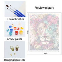 1 x RAW Customer Returns KAYLJIE Painting by Numbers Adults, Paint by Numbers Painting by Numbers Animals Children Lion Beginner, DIY Hand Painted Oil Painting Canvas Kits for Home Decoration, Lion No Frame 40x50cm  - RRP €15.62