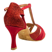 1 x RAW Customer Returns Rummos ladies Latin dance shoes Elite Martina 028 135 - Material Nubuck Glitter - Color Red - Width Medium Normal - Heel 60R Flare - Size EUR 37 - RRP €124.99