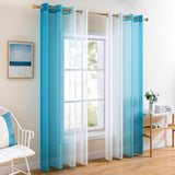 1 x RAW Customer Returns MIULEE Set of 2 Voile Curtains Two-tone Curtain with Eyelets Transparent Curtain Eyelet Curtain Window Curtain Translucent for Bedroom, 140 x 175 cm, Water Blue - RRP €27.99