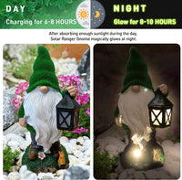 1 x RAW Customer Returns The Enchanted Garden Gnome Ranger Statue Outdoor Resin Figurine Outdoor Solar Powered LED Lights for Patio Lawn Yard Decoration - RRP €24.99