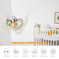 1 x RAW Customer Returns VISATOR Storage Net Hanging Toy Organizer Nursery Stuffed Animal Hammock for Cuddly Toys Teddy Corner Toys for Bedroom, White - RRP €18.99