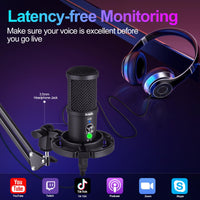 1 x RAW Customer Returns Aveek Streaming Microphone with Arm, USB Condenser Microphone, Professional PC Microphone with Cardioid Pattern, For Podcasting, Studio Recording, Gaming, YouTube - RRP €53.46