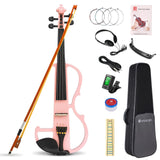 1 x RAW Customer Returns Vangoa Electric Silent Violin 4 4 Full Size Maple Wood Violins for Beginners Students Adults Teens with Starter Kit, White - RRP €110.86