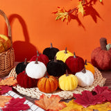 1 x Brand New NBEADS 18pcs 6 Colors Artificial Velvet Pumpkins, Mini Fake Pumpkins Autumn Table Decoration with Plastic Accessories for Halloween Thanksgiving Autumn Harvest Props - RRP €22.8