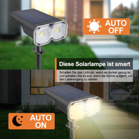 1 x RAW Customer Returns KYOTECH solar lamps for outdoors with motion detector, dimmable 6500K 3000K 5 modes solar spotlight for outdoors, IP65 waterproof LED solar spotlight, solar lights for garden, balconies, walkway, path light 4 pieces - RRP €48.99