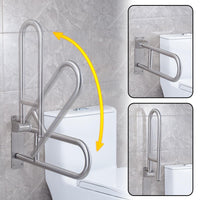 2 x RAW Customer Returns LORESJOY Disabled toilet grab bar, 60cm foldable wall support bar, disabled toilet grab bars for seniors, stainless steel toilet support bar, folding toilet support bar, load capacity 300-350kg - RRP €120.98