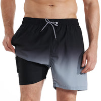 1 x RAW Customer Returns iCKER Swimming Trunks Men s Compression Liner 2 in 1 Swimming Shorts Board Shorts Quick-Drying Beach Shorts, Black, M - RRP €23.35