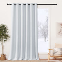 1 x RAW Customer Returns PONY DANCE 1 piece living room curtains with eyelets H 260 x W 200 cm - thermal curtain against cold and heat, blackout curtain, grey-white, opaque curtains, white, extra wide curtains - RRP €39.49