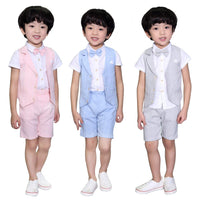 1 x RAW Customer Returns LOLANTA 4 PCS Toddler Boy Summer Wedding Children s Suit, Festive Suits Vest Set for Children, Summer Boys Suit, 140-146, Blue, Tag 150  - RRP €33.98