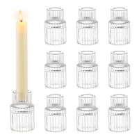 1 x RAW Customer Returns Romadedi glass candle holder candlestick for taper candles - set of 10 small taper candle holders wedding table decoration for taper candles dining table party Christmas Advent living room vintage decoration - RRP €27.99