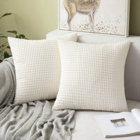 1 x RAW Customer Returns MIULEE Set of 2 Corduroy Soft Solid Decorative Square Throw Pillow Covers Set Cushion Case for Sofa Bedroom 18 x 18 inch 45 x 45 cm, White - RRP €19.99