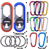 1 x RAW Customer Returns jsysj 12 Pieces Carabiners, Keychain Carabiners, Climbing Carabiners, Stainless Steel Carabiners, Colorful Carabiners, for Camping Trekking Travel Fishing Hiking Outdoor Camping - RRP €11.4