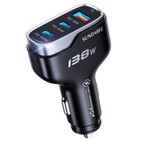 1 x RAW Customer Returns SUNDAREE Car Charger USB C 100W,138W 3 Port 12V 24V Car Mobile Phone Chargers Type C PD QC 3 Way Fast Charging Cigarette Lighter Adapter for Samsung A53 Redmi Note 12 iPhone 14 Macbook Dell XPS Laptop - RRP €27.99