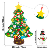 1 x RAW Customer Returns Lanpn Felt Christmas Tree 102cm plus Snowman, Montessori Christmas Tree for Children, Christmas Tree with Lights with 40 Pieces Velcro Hanging Decoration for Home, Door and Wall - RRP €21.47