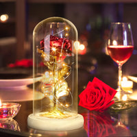 3 x Brand New Fowecelt Eternal Rose in Glass Beauty and the Beast Rose, LED Rose in Glass Dome with Light, Artificial Flowers Rose Gifts for Women Mom Valentine s Day Birthday Wedding Anniversary - RRP €69.54