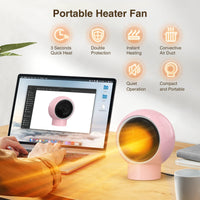 1 x RAW Customer Returns Fan Heater Energy Saving Portable Fan Heater Electric Energy Saving Quiet 3s Quick Heating Electric Heater for Bedroom Living Room Office Pink - RRP €10.07