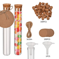 1 x RAW Customer Returns Faburo 100 test tubes with corks, 16 x 100 mm 14 ml test tubes, test tubes with corks with 100 pieces of kraft paper tags 30 m hemp rope 1 piece of funnel, for DIY craft candy liquids spices flowers - RRP €20.16