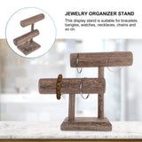 1 x RAW Customer Returns IMIKEYA 2 Tier Wooden Jewelry Display T-Bar Bracelet Necklace Holder Jewelry Organizer Bangle Stand for Shop Home Showcase - RRP €25.19