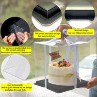 1 x RAW Customer Returns Cake Boxes Cake Box Transparent Gift Box 26 26 25cm Cake Box Transport Box Cake Gift Box Transparent Reusable and Ribbon for Birthday Dessert 2pcs Black 8 inches  - RRP €19.99